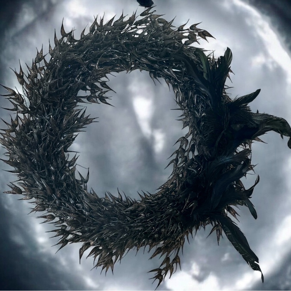 Striking Black Spiky Wreath